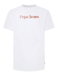 Pepe Jeans Tričko 'CLIFTON' hrdzavo červená / biela
