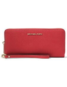 Michael Kors Leather Continental Wristlet Lacquer Red