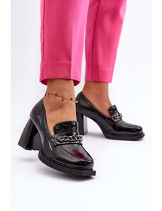 Kesi Patented black Terimene pumps with chunky heels