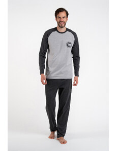 Italian Fashion Pánske pyžamo Morten, dlhý rukáv, dlhé nohavice - melanž/tmavý melanž