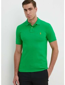 Bavlnené polo tričko Polo Ralph Lauren zelená farba, jednofarebný