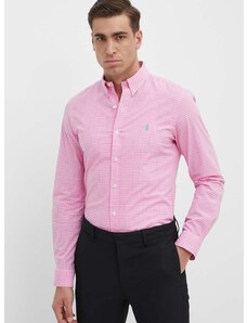Košeľa Polo Ralph Lauren pánska, ružová farba, slim, s golierom button-down, 710929345