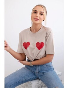 Kesi Cotton blouse with beige heart print