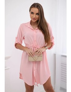 Kesi Dress with buttons and tie at the waist powder pink
