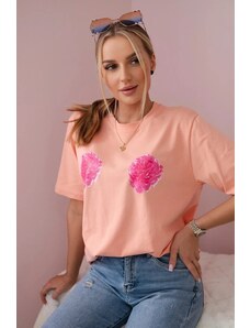 Kesi Cotton blouse with floral apricot print