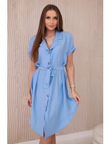 Kesi Viscose dress with a tie at the waist blue