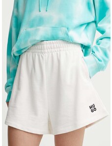 Bavlnené šortky HUGO béžová farba,jednofarebné,vysoký pás,50516269