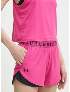 Tréningové šortky Under Armour Play Up 3.0 ružová farba, s potlačou, stredne vysoký pás