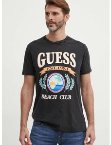 Bavlnené tričko Guess pánske, čierna farba, s potlačou, M4GI57 K9RM1