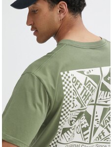 Bavlnené tričko Vans pánsky, zelená farba, s potlačou