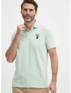 Polo tričko Karl Lagerfeld pánske,tyrkysová farba,jednofarebné,542221.745022