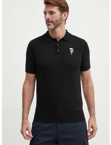 Bavlnené polo tričko Karl Lagerfeld čierna farba,s nášivkou,542398.655006
