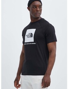 Bavlnené tričko The North Face pánske, čierna farba, s potlačou, NF0A87NJJK31
