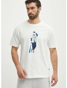 Bavlnené tričko New Balance pánske, béžová farba, s potlačou, MT41577SST