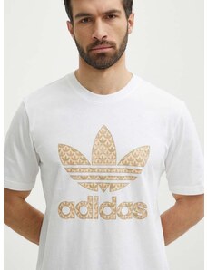 Bavlnené tričko adidas Originals pánske, biela farba, s potlačou, IS0261