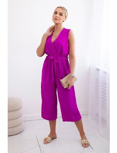 Kesi Jumpsuit with ties at the waist with straps in dark purple color