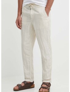 Ľanové nohavice Polo Ralph Lauren béžová farba,rovné,710927863