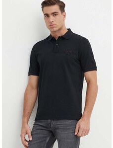Bavlnené polo tričko Gant čierna farba, s nášivkou