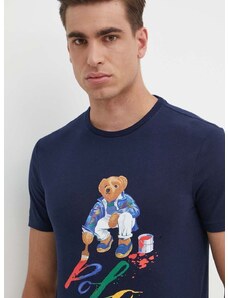 Bavlnené tričko Polo Ralph Lauren tmavomodrá farba,s potlačou,710853310