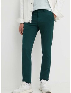 Nohavice Tommy Hilfiger pánske,zelená farba,priliehavé,MW0MW33910