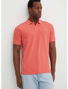 Bavlnené polo tričko Gant ružová farba, jednofarebný