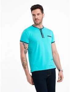 Ombre Clothing Zaujímavé tyrkysové tričko V7 TSCT-0175