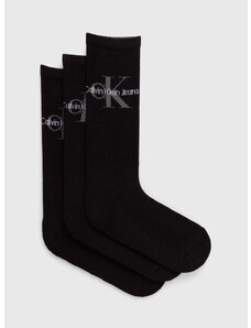 Ponožky Calvin Klein Jeans 3-pak pánske, čierna farba, 701220514