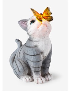 bonprix Solárna dekoračná lampa mačka s motýľom, farba šedá, rozm. 0