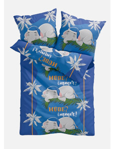 bonprix Posteľná bielizeň so slonmi, farba modrá, rozm. 1x 80/80 cm, 1x 135/200 cm