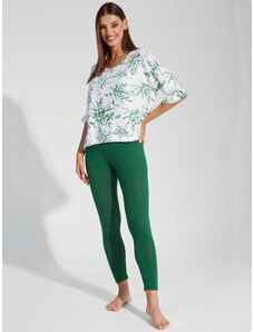 Gatta Elegantné dámske pyžamo kvetované Alexa PJ3S01, Farba zelená