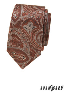 Úzká kravata s hnědým paisley vzorem Avantgard 571-81447