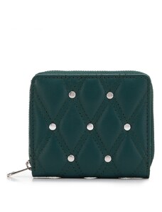 Wittchen Dámska prešívaná kožená peňaženka s nitmi, malá zelená 14-1-940-0
