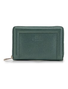 Wittchen Dámska kožená peňaženka s ozdobným okrajom, stredne zelená 14-1-935-0