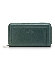 Wittchen Dámska kožená peňaženka s ozdobným okrajom, veľká zelená 14-1-936-0