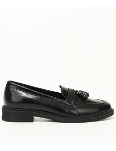GÖNDERİ(R) Čierna lakovaná pravá koža, dámske neformálne topánky s okrúhlou špičkou 24273