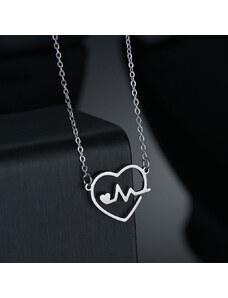 MSPERK Moderný dámsky náhrdelník srdce puls z chirurgickej ocele, pre dievčatá, pre ženy
