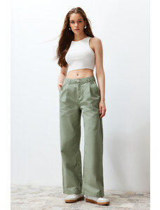 Trendyol Collection Mätové skladané sezónne džínsy so širokými nohavicami