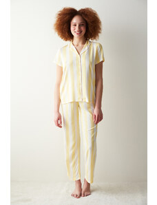 Penti Základná jarná žltá košeľa nohavice pyžamový set