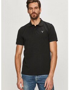 Polo tričko Gant čierna farba, jednofarebné
