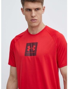 Tréningové tričko Under Armour červená farba, s potlačou, 1380785
