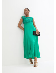 bonprix Maxi večerné šaty s čipkou, farba zelená