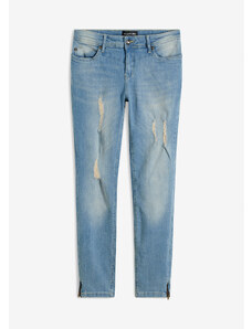 bonprix Strečové džínsy so zipsom, farba modrá