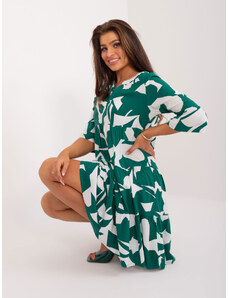 SUBLEVEL Zelené letné šaty s potlačou a výstrihom do V