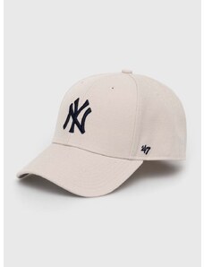 Detská baseballová čiapka 47brand MLB New York Yankees béžová farba, s nášivkou, BMVP17WBV