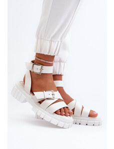 Basic Biele remienkové sandále s ekologickej kože