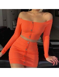 LEVNO Dámsky set sukne a topu Ritta Orange - veľkosť 2, veľkosti XS - XXL: