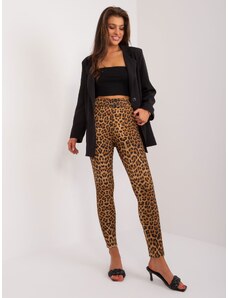 Fashionhunters Brown and black leggings with animal print