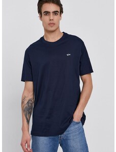 Bavlnené tričko Paul&Shark tmavomodrá farba, jednofarebné