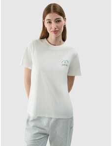 4F Dámske regular tričko s potlačou - krémové