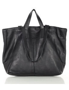 Marco Mazzini handmade MARCO MAZZINI Veľká kožená shopper taška s dvojitými rúčkami | čierna vs56a